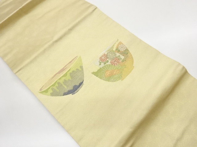 JAPANESE KIMONO / NAGOYA OBI / WOVEN BOWL PATTERN & FLOWERS